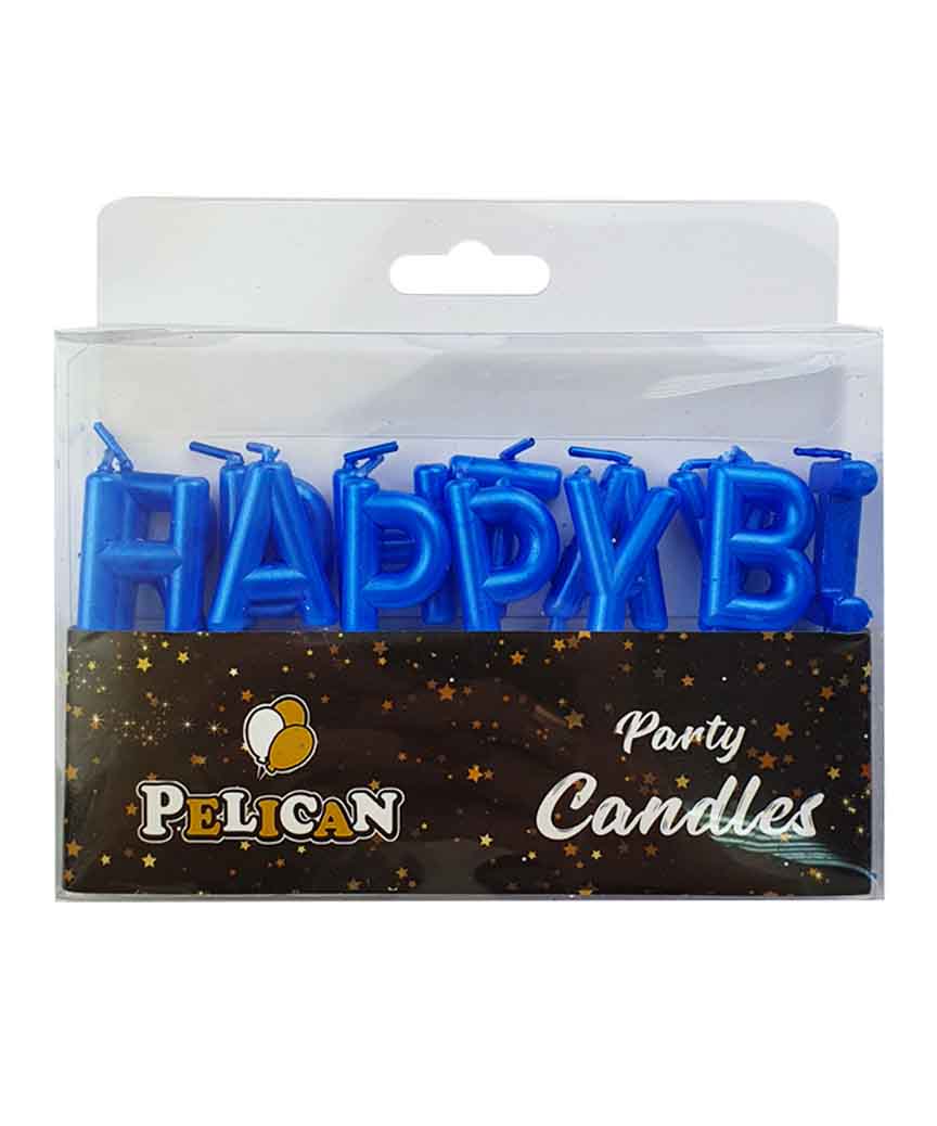 Набор свечей для торта Happy birthday, синий