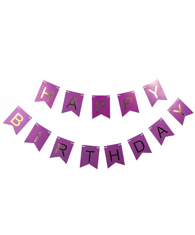 Гирлянда-флажки HAPPY BIRTHDAY 16см, фиолетовый