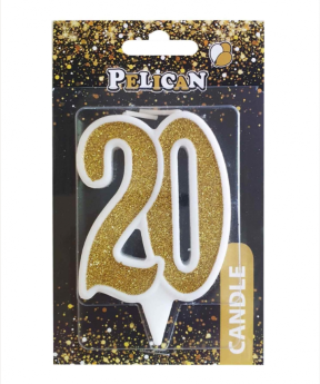 Купить Свічка для торта цифра "20" ЗОЛОТО  7см, TM Pelican