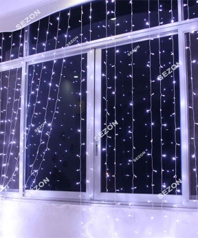 Купить Штора 600 LED 3м*3м, прозор/провід  2,2мм, білий  (статичний режим) (20)