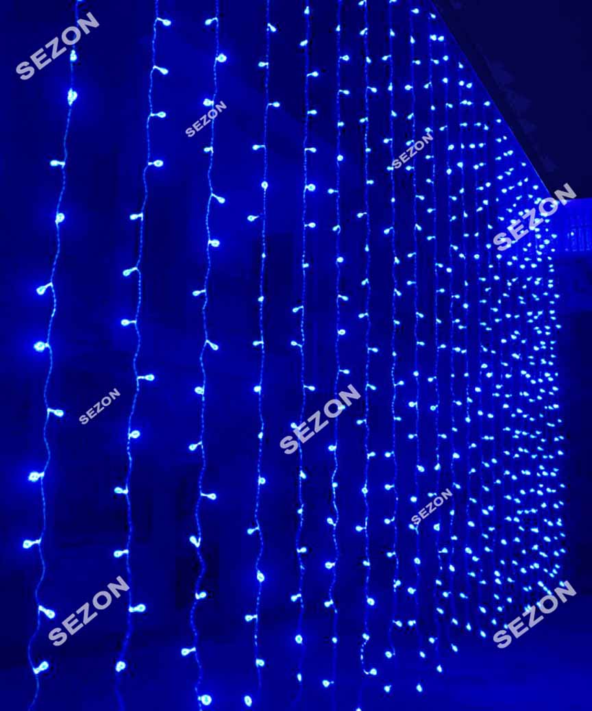 Бахрома 80 LED  2м*0.5м прозорий провід, синій