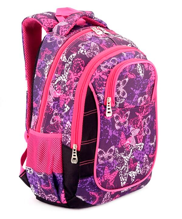 Рюкзак подростковый розовый 4101 бабочки 40*27*16см
